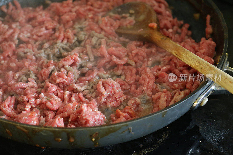 想象一下，用木勺在不粘锅里煎炸肉糜/瘦牛肉末，开始烹饪，棕色和焦糖，切碎的洋葱、西红柿、肉酱、意大利肉酱面、牧羊人派